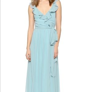 Joanna august maxi flutter sleeve bridesmaid dress